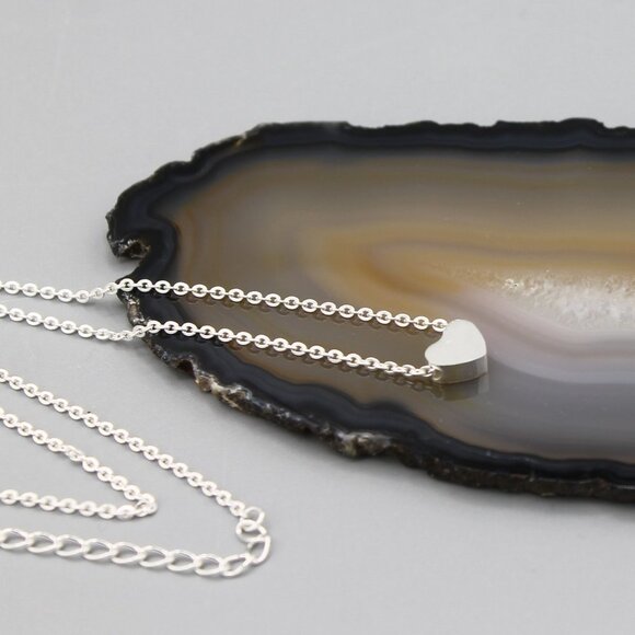 Jewelry necklace alphabet letter X silver tone heart love minimalist dainty new - Picture 5 of 6